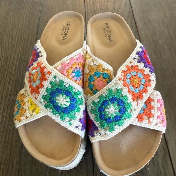 Arizona Jean Company Shoes - Arizona Jean Company Red and Pink Sandals with Cross-Strap Design 7.5 so cute